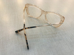 Oculos armação De Grau Transparente Dourada Quadrado