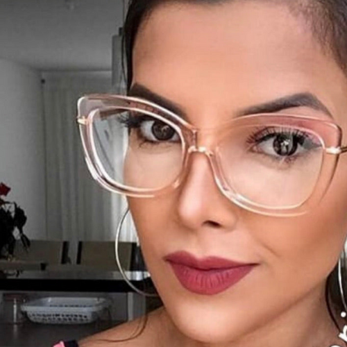 Oculos armação De Grau Transparente Dourada Quadrado