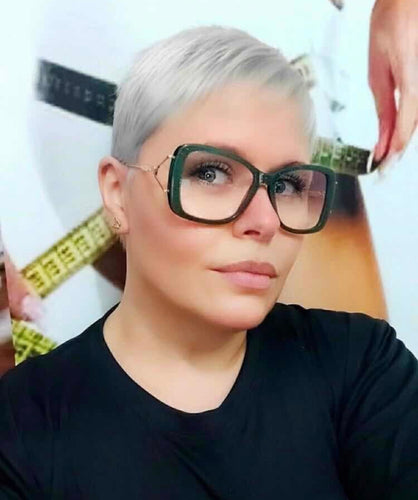 Oculos de grau quadrado cor exclusiva verde brilhoso grande - OFGQUAVE2