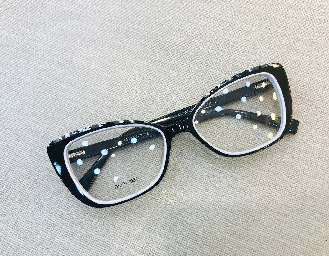 Óculos Preto Estilizado com Detalhes Branco Safari