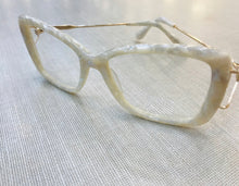 Carregar imagem no visualizador da galeria, Oculos de grau quadrado branco madreperola grande feminino