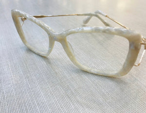Oculos de grau quadrado branco madreperola grande feminino