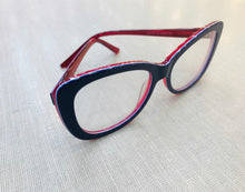 Carregar imagem no visualizador da galeria, Oculos de grau Azul Marinho com Vermelho Gatinho
