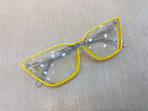 Armacao Gatinha Exclusiva Transparente com detalhe Amarelo