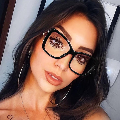 Oculos de Grau Quadrado Preto Grande Haste Dupla Exclusivo