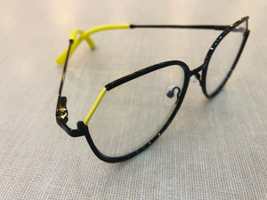 Oculos para grau Metal Grande com Detalhe Amarelo lindo