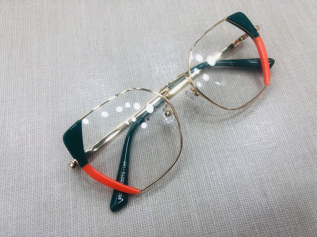 Oculos de grau Geometrico cor Exclusiva Laranja e Verde