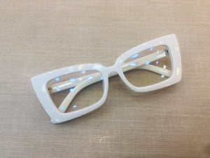 Oculos Para Grau Branco Retro Grande Lindo Classico