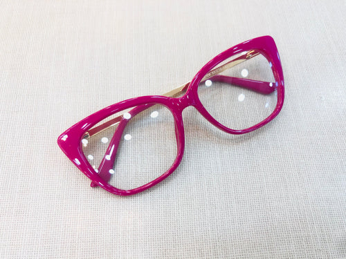 Armação de Grau Rosa Pink Gatinha Haste Dourada Glamour - OFGGATRA5