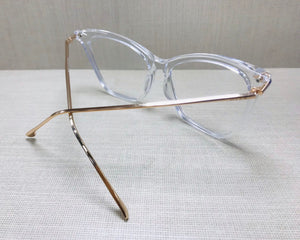 Oculos de grau feminino transparente grande haste dourada - OFGGATTE7