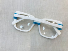 Carregar imagem no visualizador da galeria, Armação para óculos de grau Branco e Azul Quadrado Grande