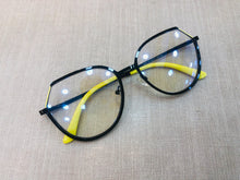 Carregar imagem no visualizador da galeria, Oculos para grau Metal Grande com Detalhe Amarelo lindo
