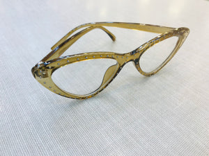 Óculos De Grau Gatinho Medio Dourado Transparente Retro