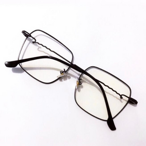 Óculos de grau metal quadrado preto retro haste trabalhada - OFGQUAPO8