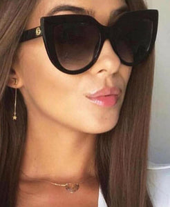 Óculos de sol feminino preto gatinho clássico Luxo - OFSGATPO4