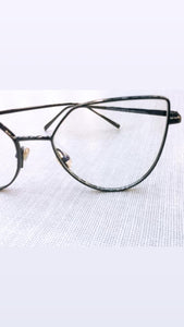 Óculos de grau feminino metal grande gatinho titânio chumbo - OFGGATPO21