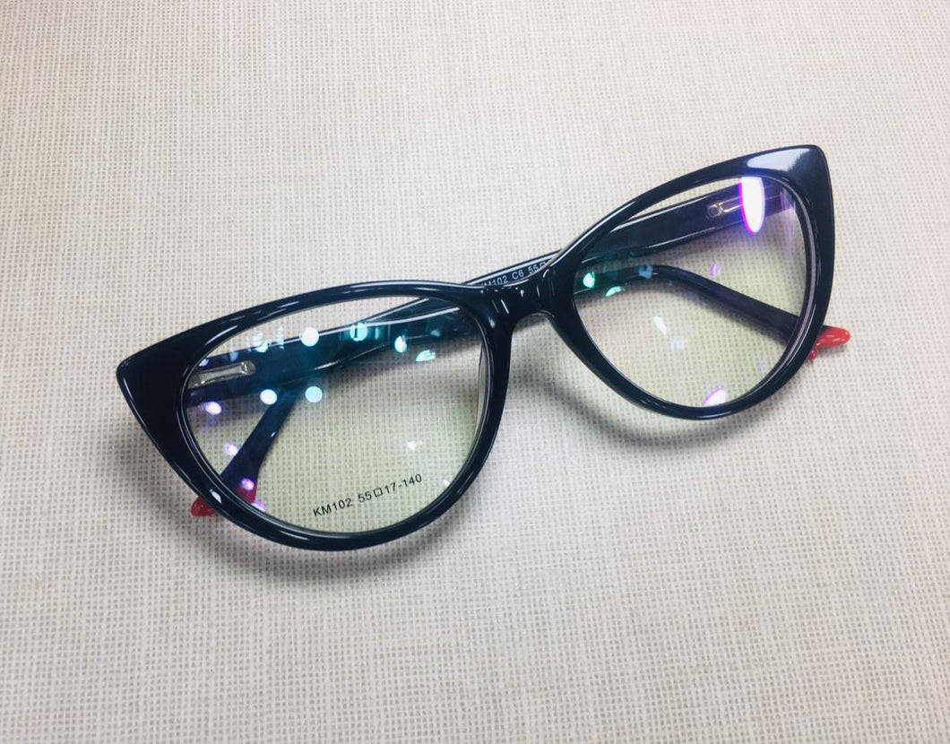 Oculos de grau gatinho preto sapatinho em acetato - OFGGATPO16