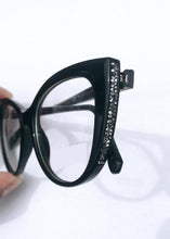 Carregar imagem no visualizador da galeria, Oculos De Grau Quadrado feminino Preto c/ pedras brilhante - OFGQUAPO9